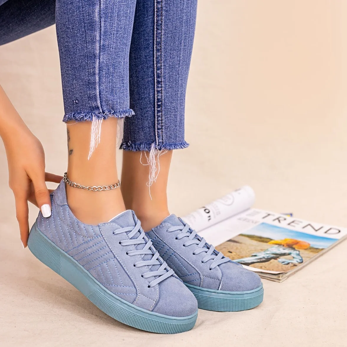 

Tonar Vika Bebe синяя замшевая спортивная обувь на шнуровке новый сезон удобные сезонные стильные кроссовки