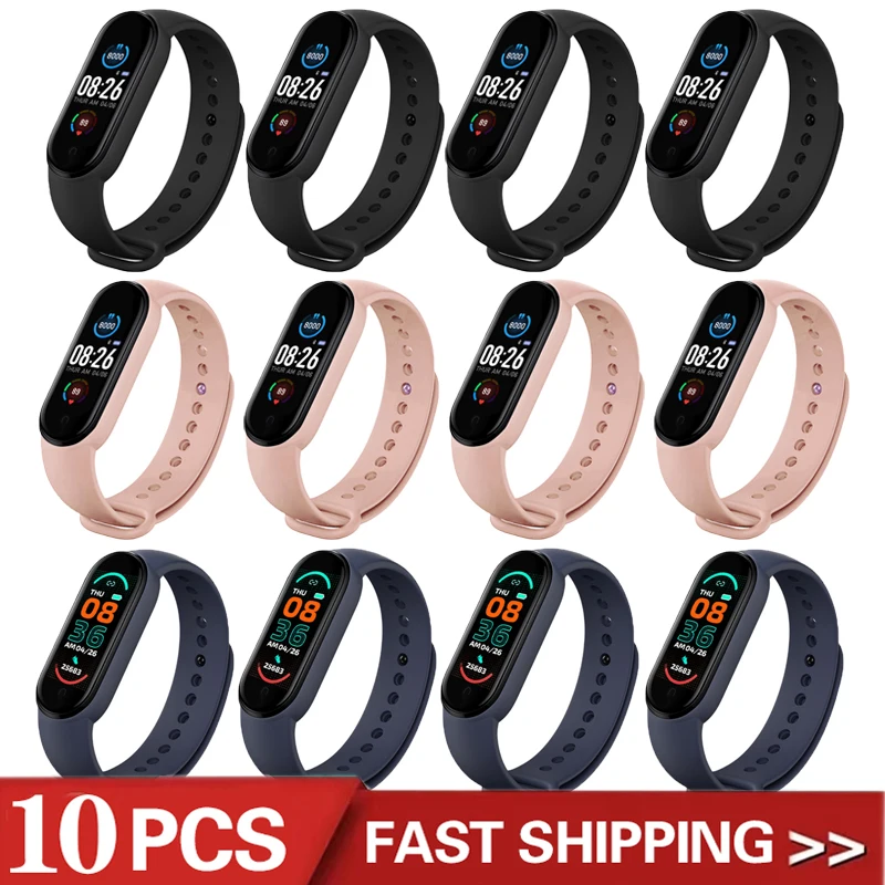 

10PCS M6 Global Version Smart Band Men Women Kids Smartwatch My Band 6 Fitness Bracelet Waterproof Smart Watch For Xiaomi Band