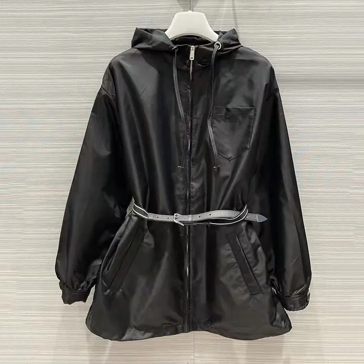 

Luxury Brand Jacket for Women Waterproof Hooded Trench Women Spring Summer Thin Fashion Solid Color Loose Coat Female Trench