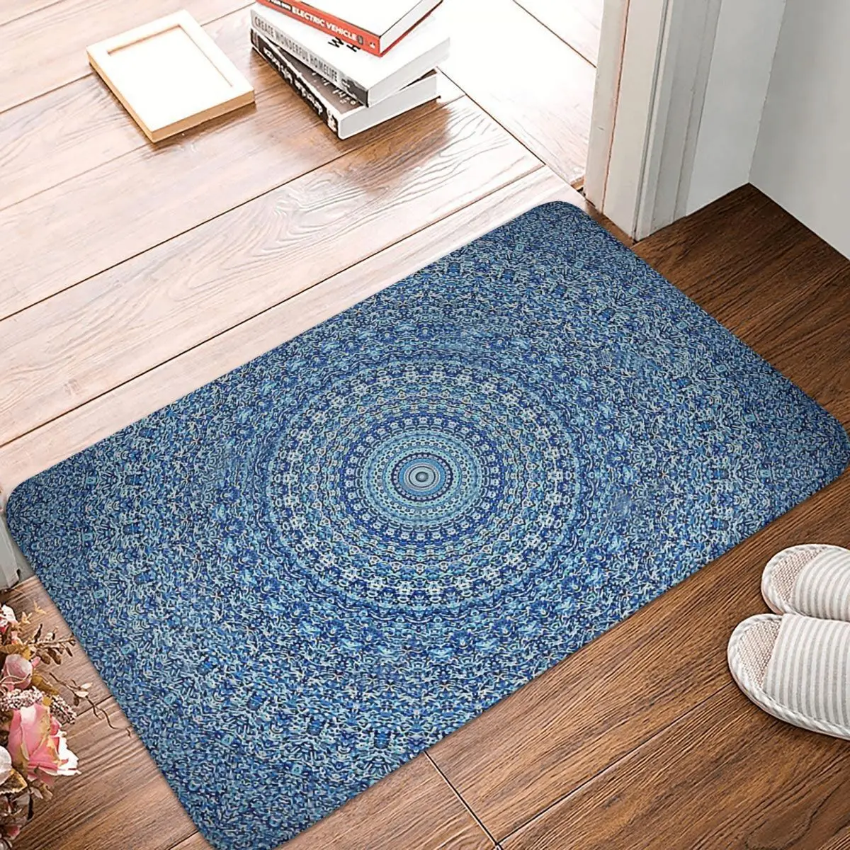 

Mandala Deco Non-slip Doormat Kitchen Mat Blue Art Floor Carpet Welcome Rug Home Decorative