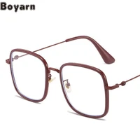 boyarn little red book square shades flat lens retro anti blue light glasses are light metal and can be equipped with myopia fra