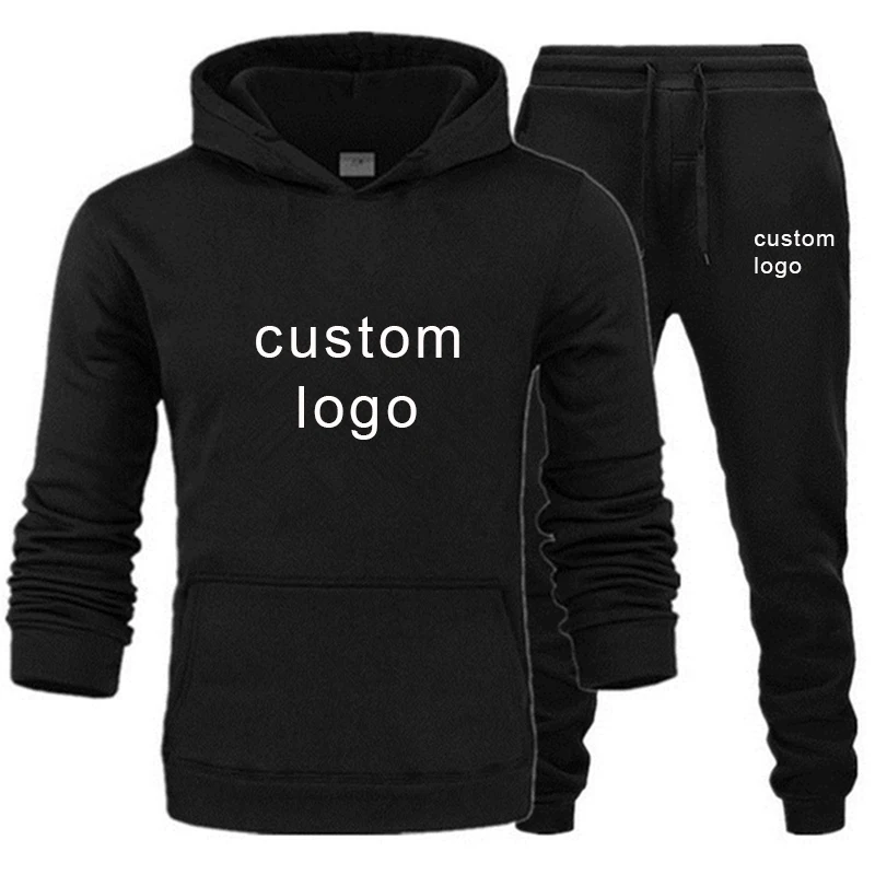 

Custom Logo Outfits Men Tracksuit Jogging Suit Fitness Gym Fleece Men's Sweatshirts Pants Set For Male Hooded Tracksuit Homme