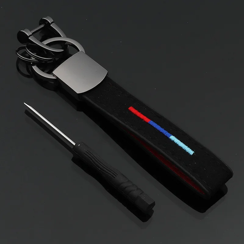 

Замшевый брелок M-Color ed M-Power, в полоску, алькантара, с вышивкой, кожаный, пистолет, черный, унисекс, брелок, кольцо для всех BMW (BMW M 3 цвета)