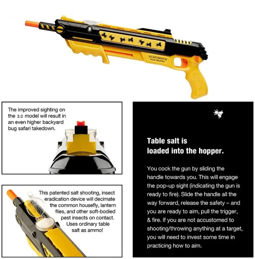 3.0 BUG A SALT Reverse Yellow Bug Salt Gun Gel Ball Blaster Child Toy Adult Soft Bullet Eliminate Mosquitoes And Flie | Игрушки и хобби