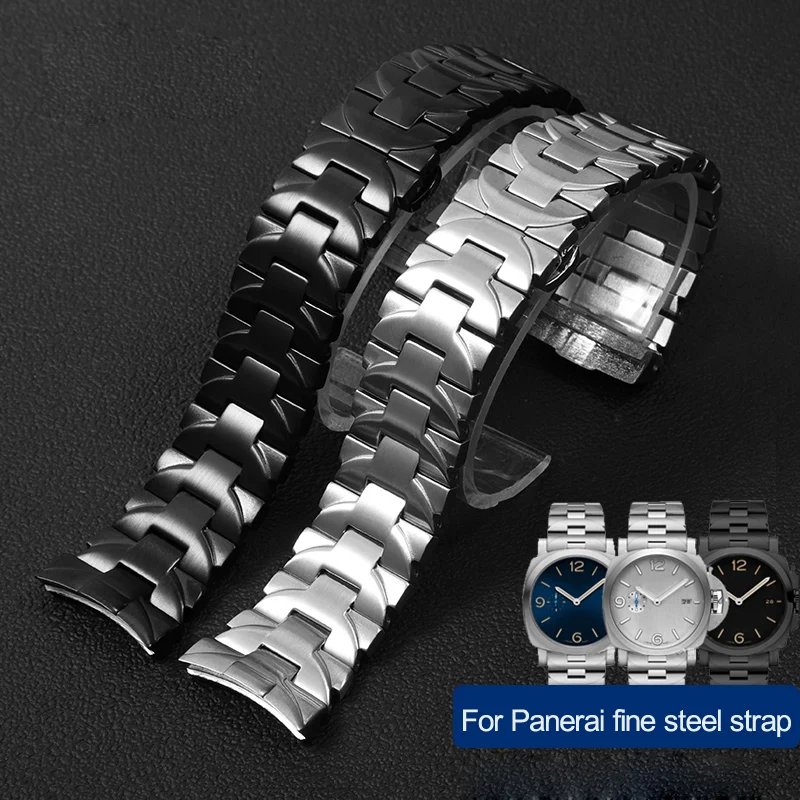 

Solid Fine Steel Watch Band For Panerai PAM441 111 / PAM01316 Men's Steel Band Arc Mouth Watch Chain 22mm 24mm Watch Strap