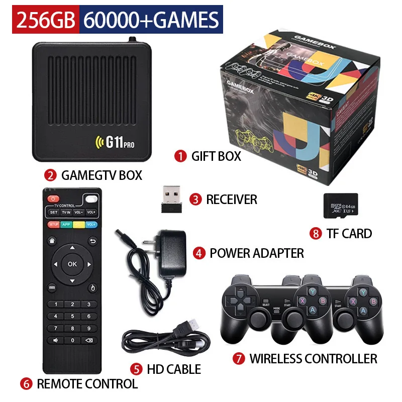 Игровая Консоль G11 Pro 4K HD 256 ГБ Встроенная С Беспроводным Контроллером Emuelec4.3 S905X2