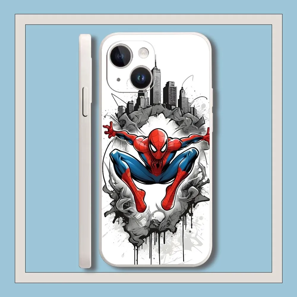 Чехол M-Marvel S-Spider-Man для Iphone 11 13 14 Pro Max X Xr Xs Se2020 12mini Белый