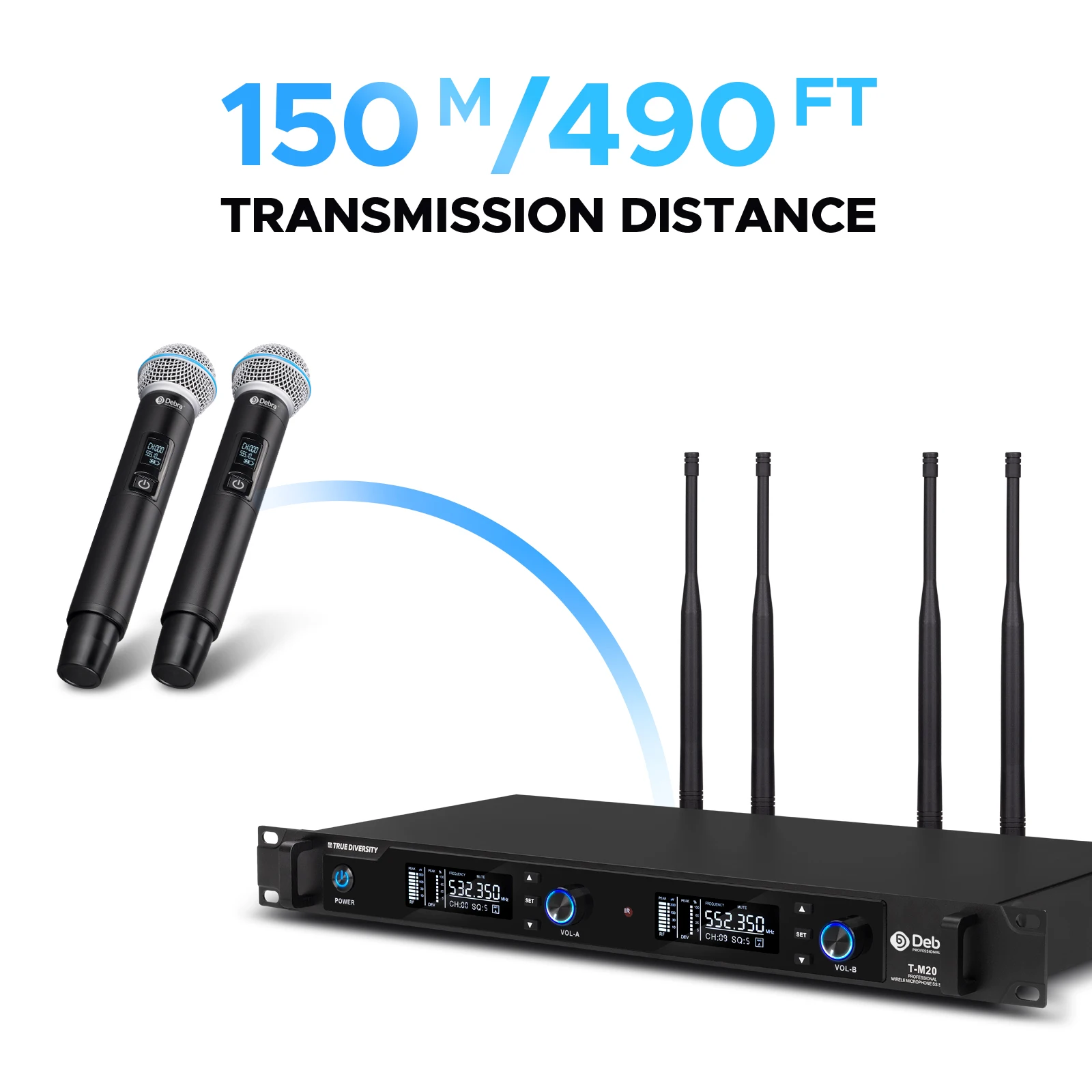 Беспроводная микрофонная система UHF Four-Antenna 2 канала