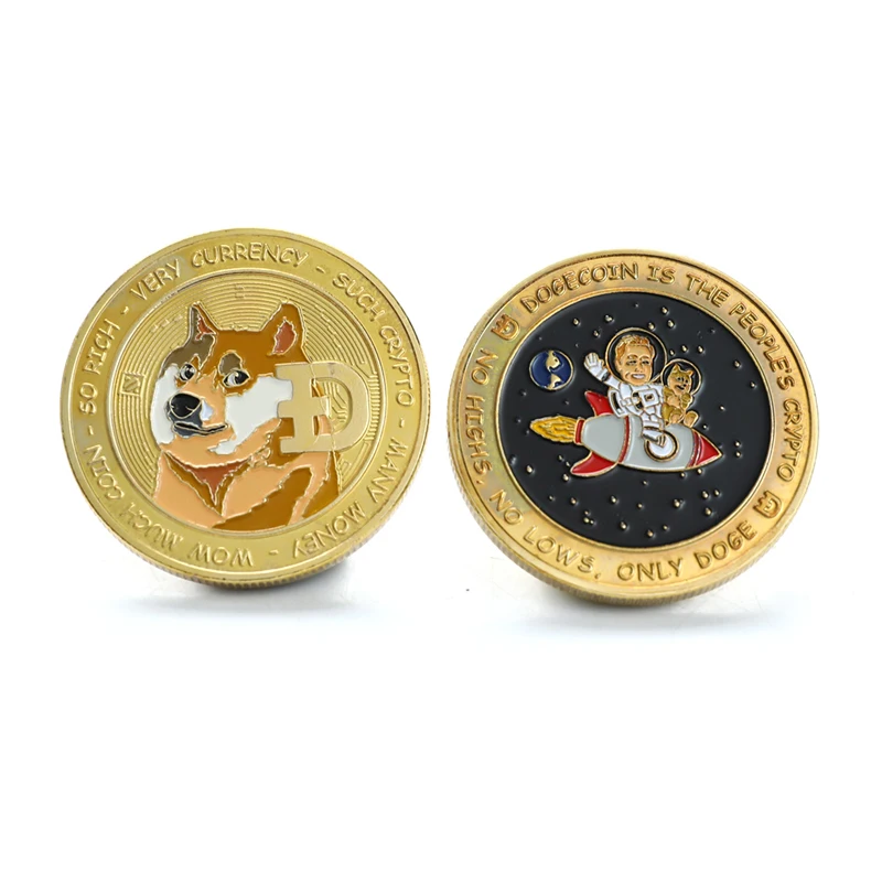 D7 позолоченный Dogecoin To The Moon Coin милый рисунок собаки фотография | Дом и сад