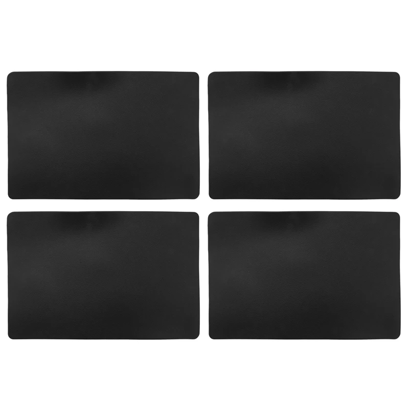 

HOT 4PCS Heat-Resistant Placemats, Artificial Leather Placemats, Waterproof, Non-Slip, Washable Kitchen Placemats, (Black)
