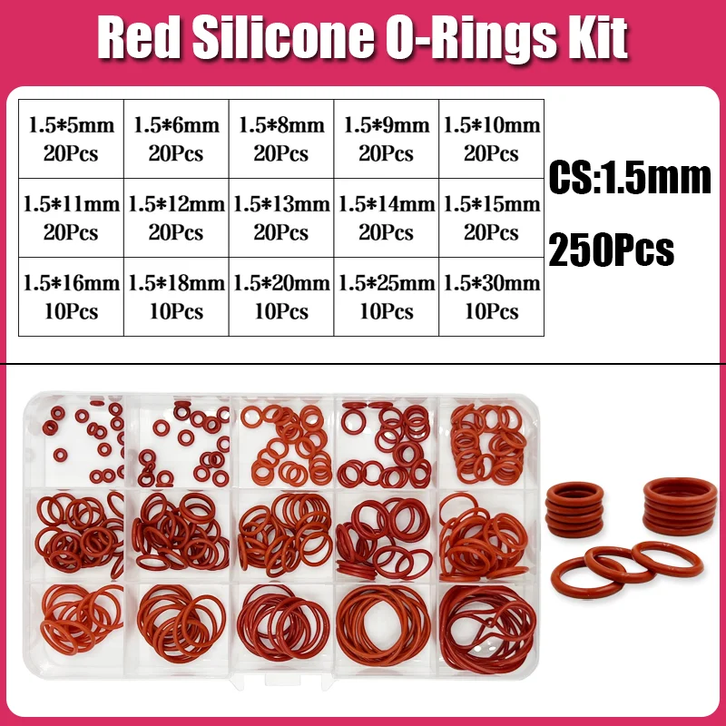 

Силиконовые уплотнительные кольца CS 1/1.5/2.0/2.4/3.1 красные