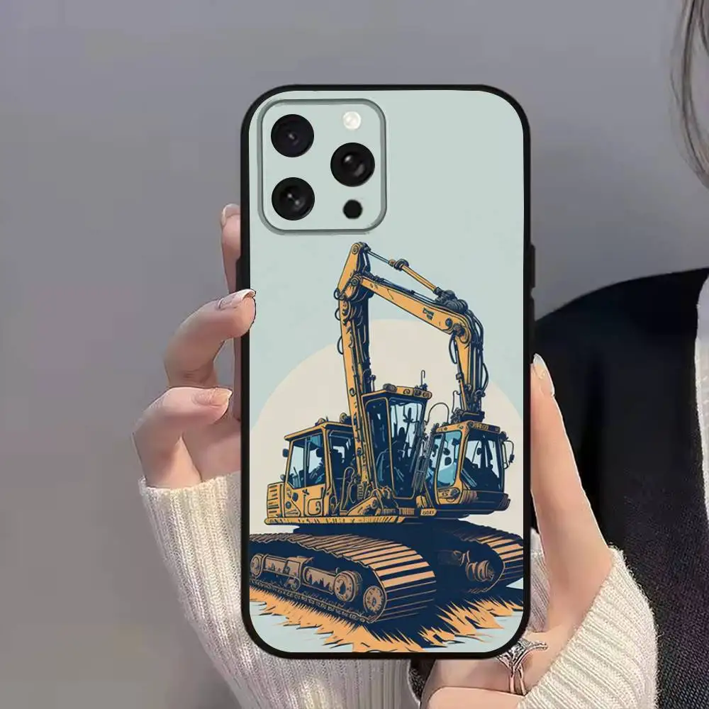 Фото Чехол для телефона Caterpillares Cool T-TruckS для iPhone 11,17,16,14,12,15,13,Max,SE4,Plus,E,Pro,Air,Mini Black, мягкий принт по всей поверхности №4