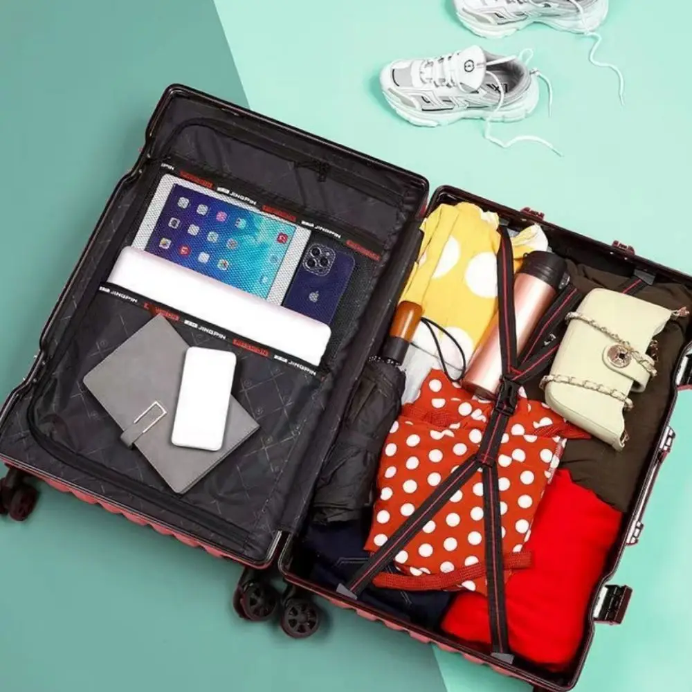 Luggage Fixed belt aluminum frame USB charging trolley suitcase 20/24/26/28 inch students password travel luggage