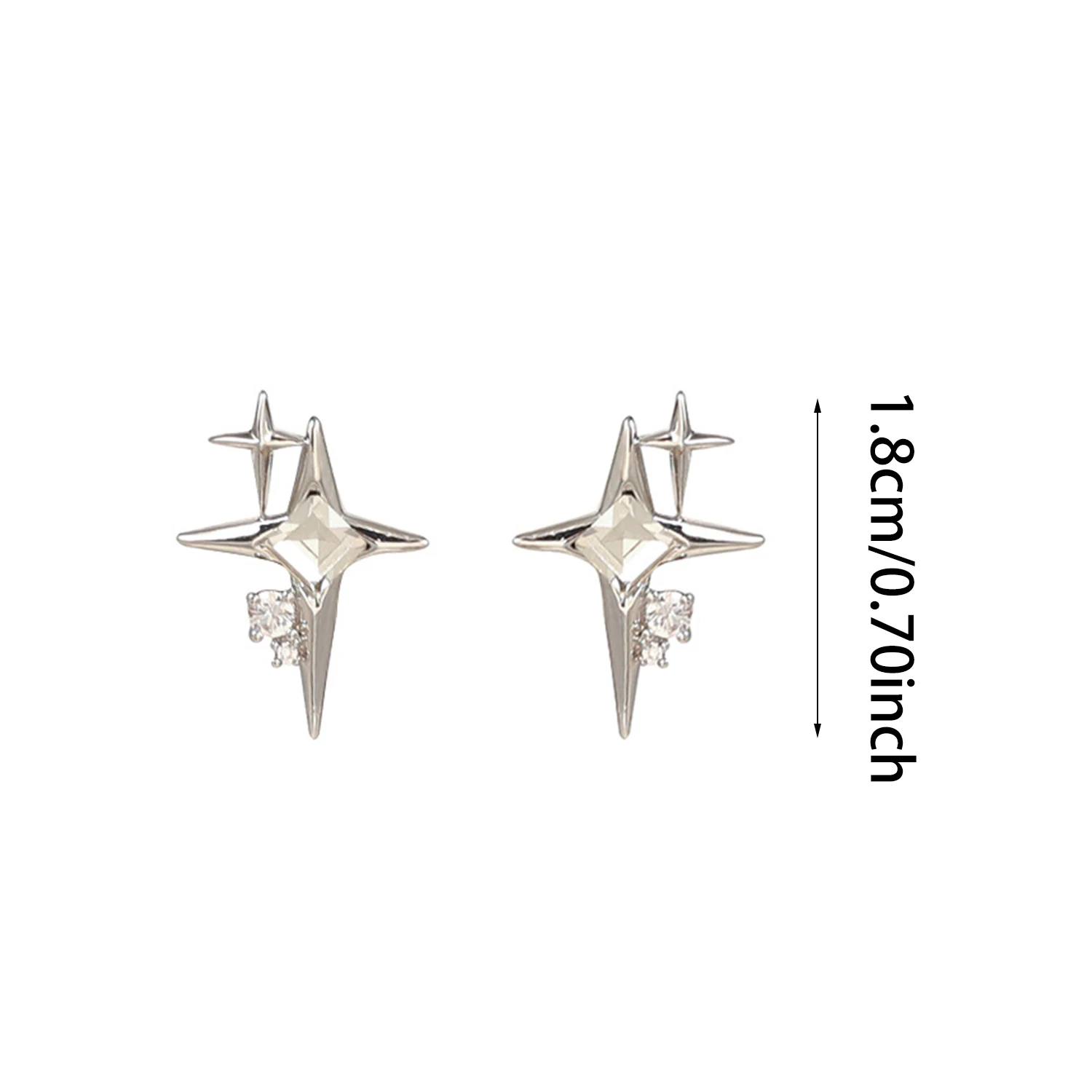 Серьги-гвоздики KAIGOTOQIGO циркониевые серебряного цвета