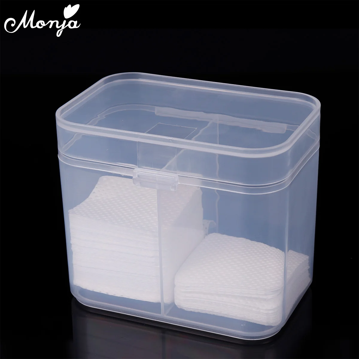 Пластиковые ватные диски Monja с двойной сеткой для чистки ногтей прозрачный ящик