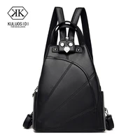 fashion high quality women leather backpack solid color luxury designer female shoulder bag simple travel bag