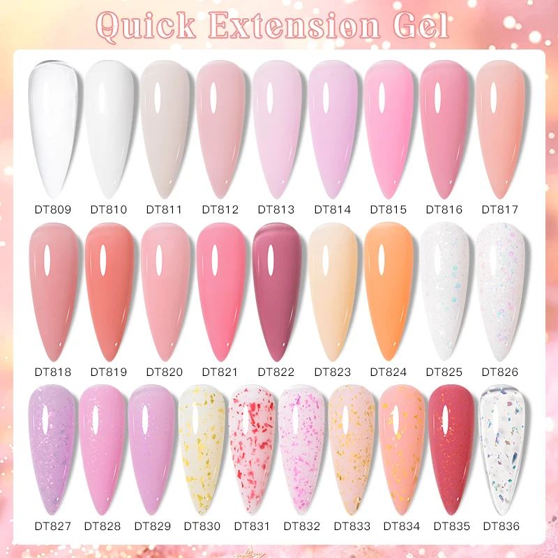 MEET ACROSS 7 мл Гель-лак для быстрого наращивания ногтей телесного цвета розовый