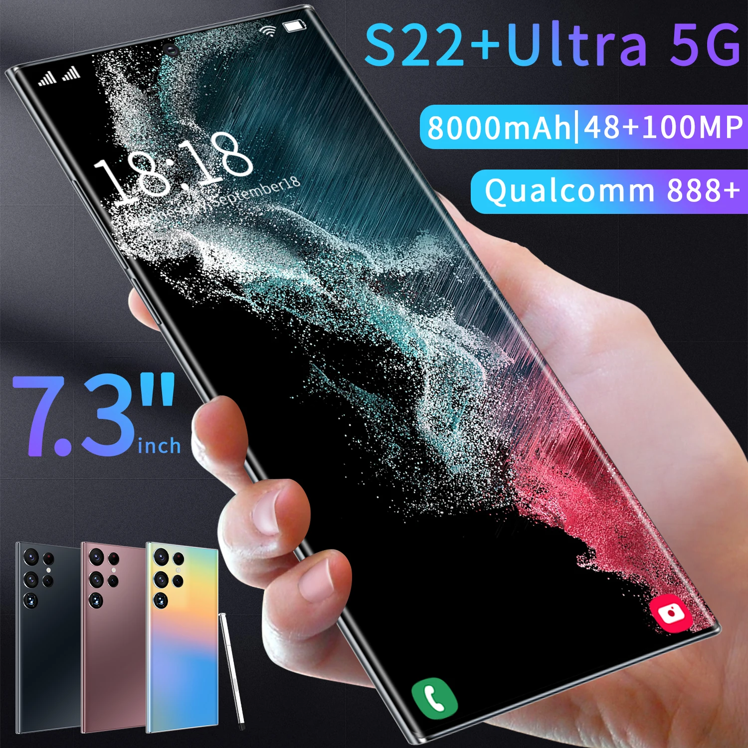 Оригинальные смартфоны 7 3 дюйма 8 ГБ 256 Android 12 Galaxy 5G S22 Ultra 120 Гц Super AMOLED 8000 мАч