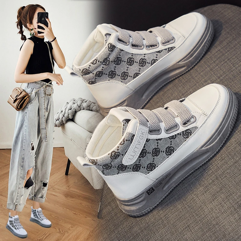 Ladies Sneakers 3CM Thick Sole Sneakers 2022 Fashion Trend Spring Velcro Casual Shoes Fashion Simple Flat Shoes Autumn