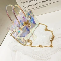 2022 new trend transparent laser women fashion bag shoulder messenger chain aesthetic fashionable small handbag daily office