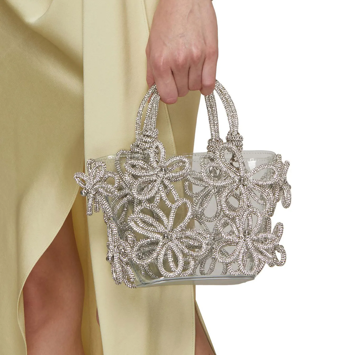 Flower Rhinestone Evening Bags For Women transparent 2023 Luxury Designer Crystal  Clutch Purses Handbag Ladies Wedding Party