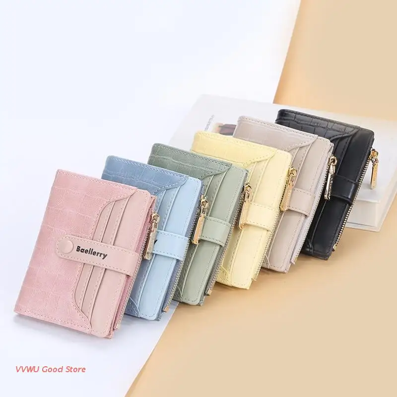 

Credit Bank Card Holder Bifold Wallet for Women Zipper Coin Purse Hasp Money Bag