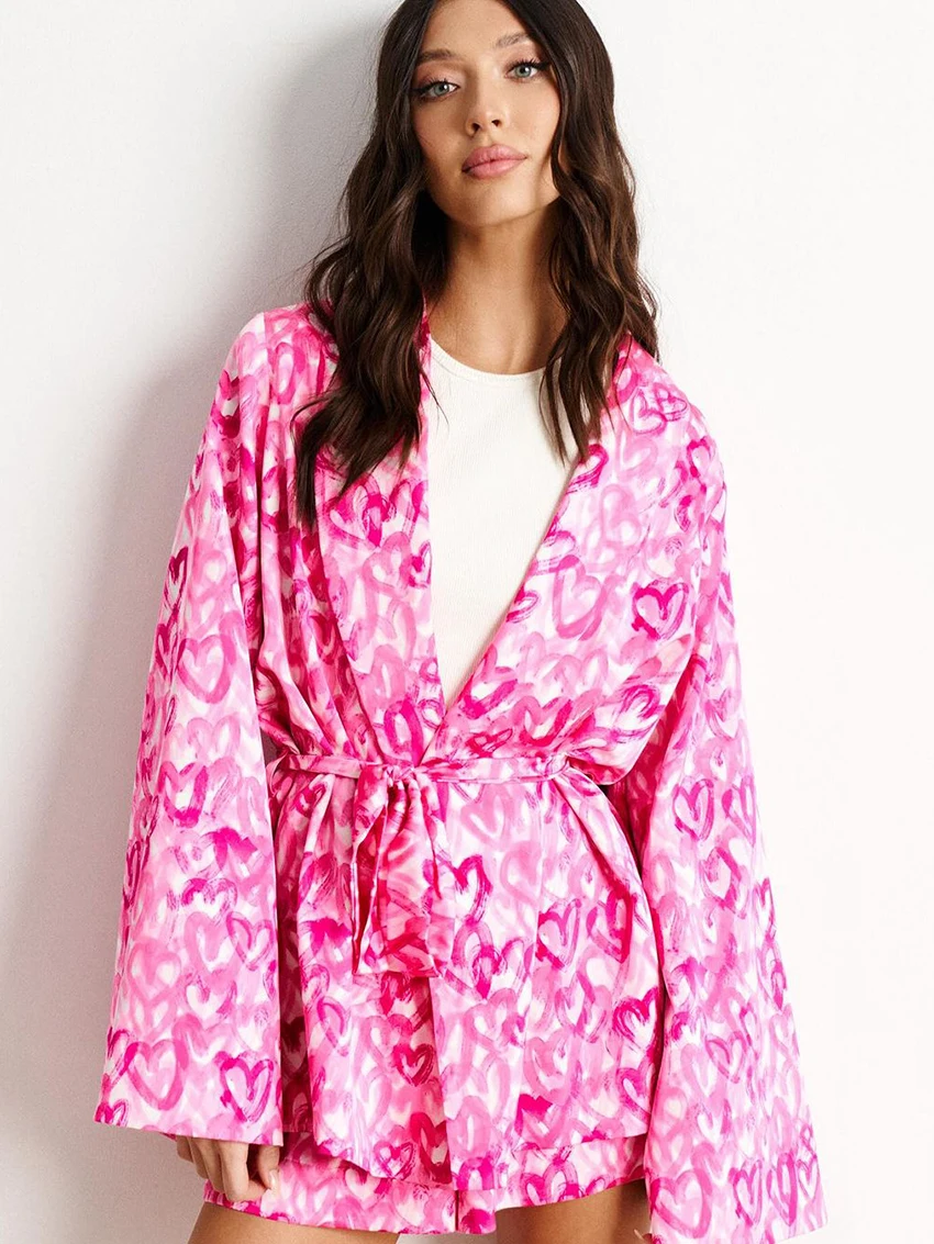 Marthaqiqi повседневный женский комплект одежды для сна с принтом пижама v-образным