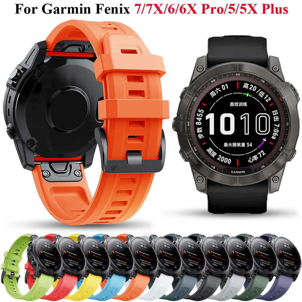 

Ремешок силиконовый для смарт-часов Garmin Fenix 7 7X 6X 6 Pro 5X 5 Plus epix 3 3HR, 22 26 мм