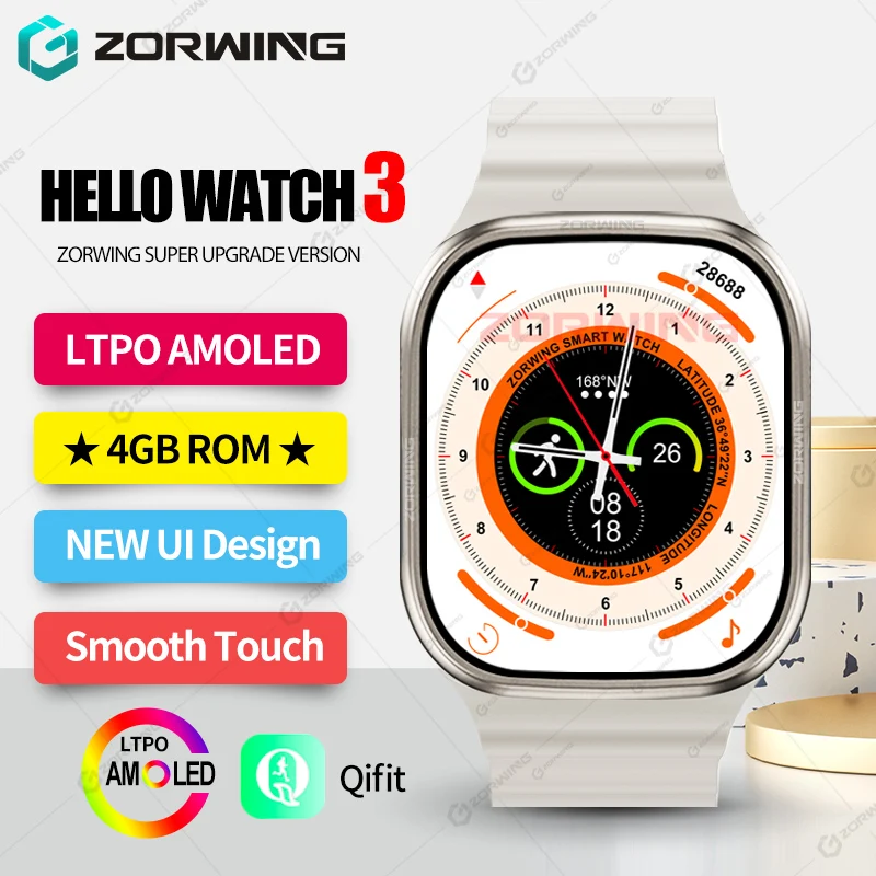 

Hello Watch 3 AMOLED Screen Smart Watch Men H11 Ultra Upgraded Compass Smartwatch with 4GB ROM Local Music for Android IOS 2023