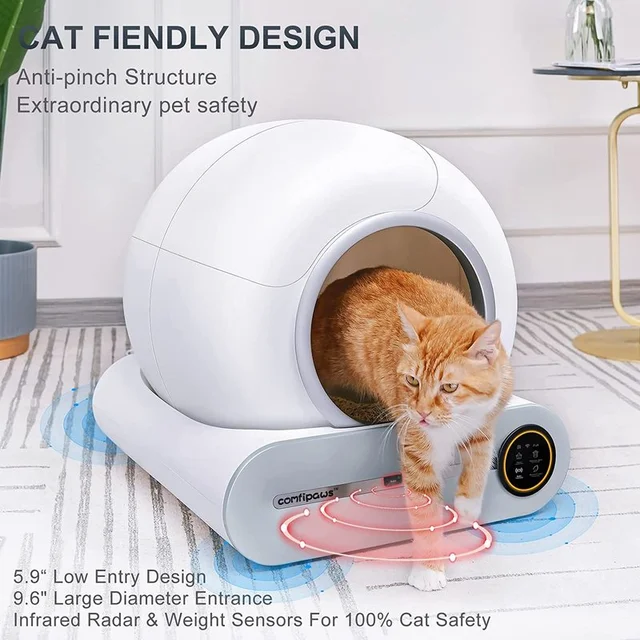 Tonepie Automatic Smart Cat Litter Box Self Cleaning App control  Pet Toilet Litter Tray Ionic Deodorizer Pet  Arenero Gato 65L 3