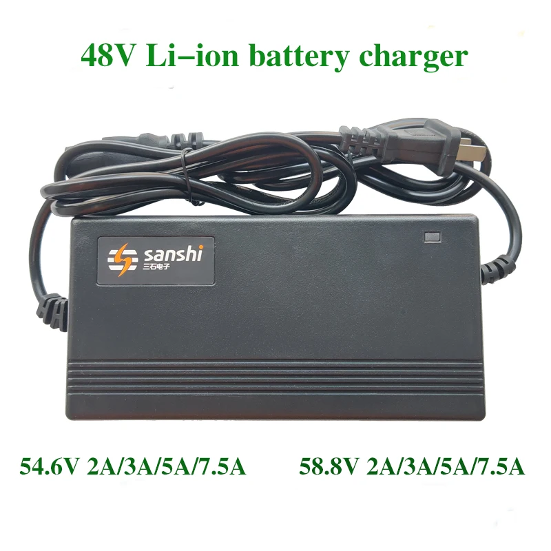 

High Quality 13S 14S 48V 2A 3A 5A 7.5A Lithium Batteri Charger 13S 14S 54.6V 58.8V Li-ion Batteri Charger Scooter E-bike Charger