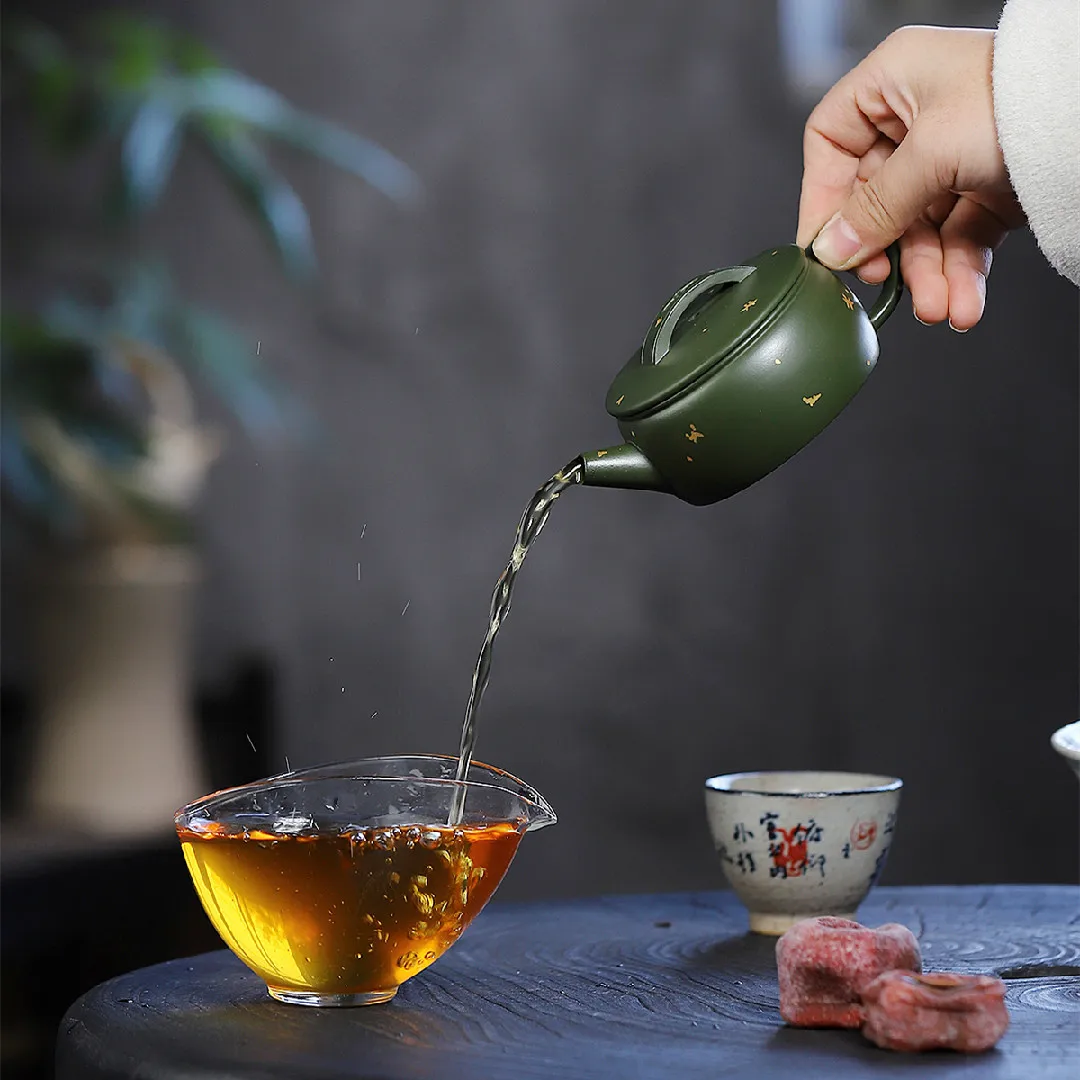 Высокое качество Исин фиолетовый глиняный чайник руда нефрит зеленый ручной