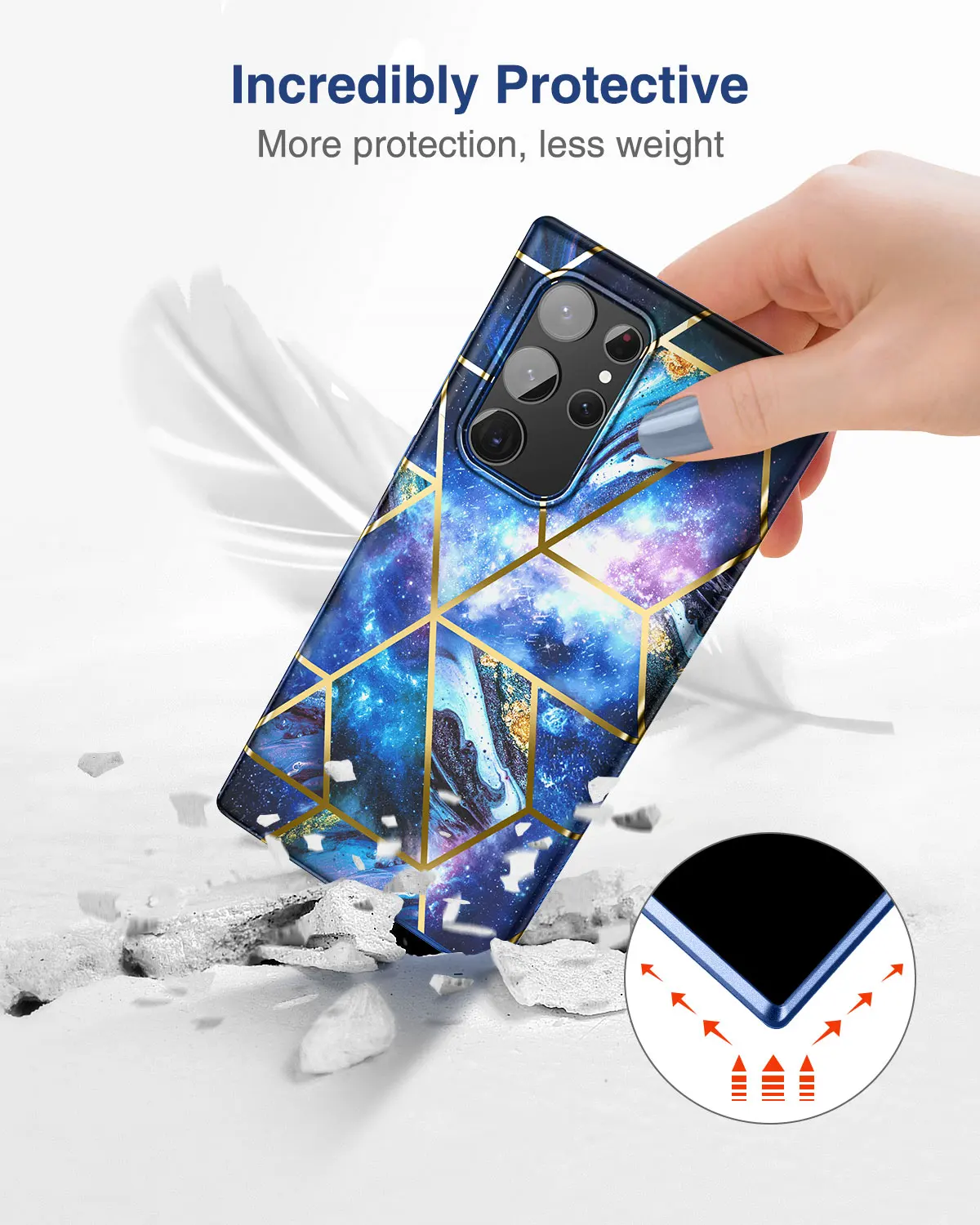 SURITCH Marble Case for Samsung Galaxy S22 Plus Ultra With Built-in Screen Protector Shockproof Rugged Bumper Cover for S21 FE