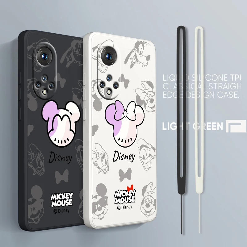 

Disney Mickey Mouse For Honor 70 60 50 30 20 X20 10X Pro Plus Lite Liquid Rope Silicone Candy Cover Phone Case