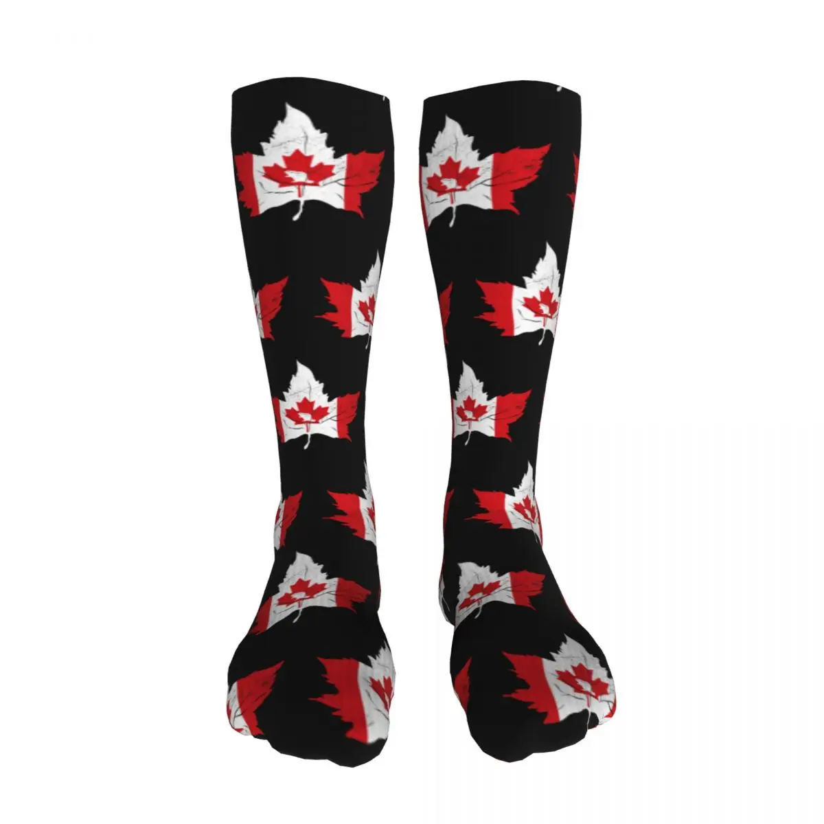 

Sale Canada Maple Leaf Flag Canadian Flag Long Socks Harajuku Comfortable Breathable Happy Gift sockings For Unisex