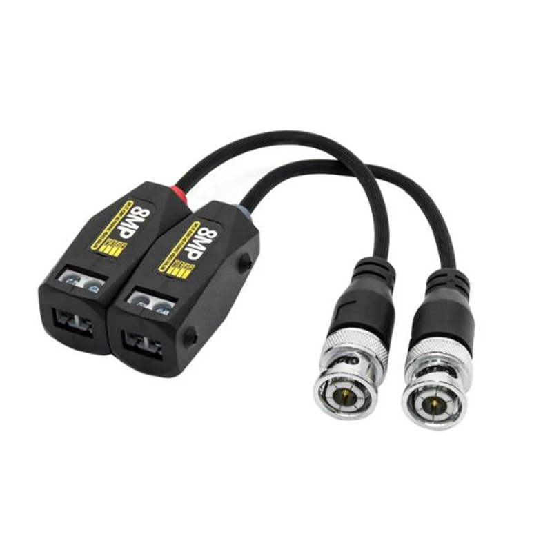 

8MP AHD/HD-CVI/TVI Twisted BNC CCTV Video Balun Passive Converter Transceivers BNC UTP Video Balun Transmitter For Cameras Black