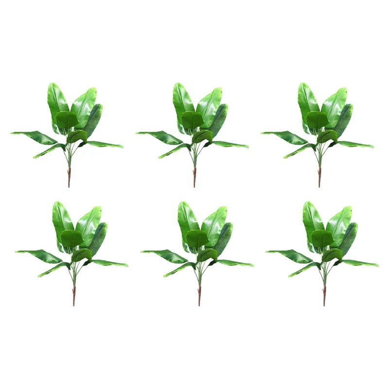 

6X Artificial Plants Tropical Leaves Banana Tree Faux Palm Leaf Of Plant Fake Leaves Indoor Outside Garden Wedding Decor
