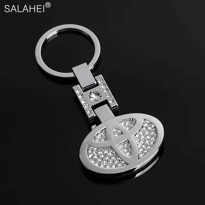 

Metal With Diamond Keyring Car Emblem Logo Pendant Keychain For Gift For Toyota Land Cruiser 200 Prado FJ150 RAV4 Corolla Camry