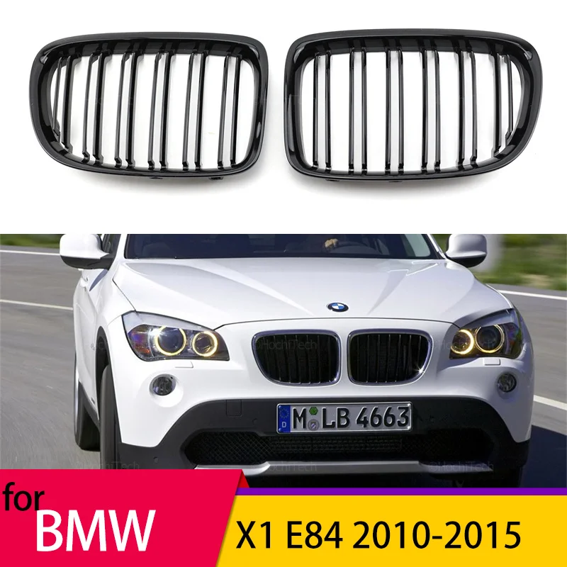 

Автомобильная глянцевая черная решетка для переднего бампера для BMW X1 E84 2010-2015, спортивный гриль, Двойные решетки, сетки Kindey, автомобильные а...