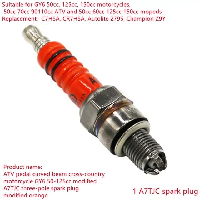 

Spark Plug A7TJC Spark Plug Iridium Spark Plug Suitable For GY6 50cc, 125cc, 150cc Motorcycles 50cc 70cc 90110cc ATV