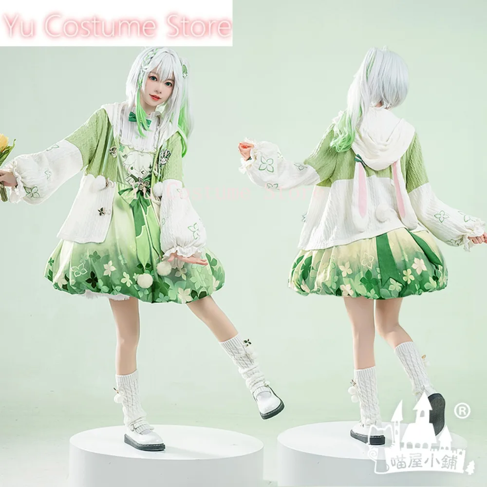 Genshin Impact Nahida Dream of Orchid and Grass Весенний повседневный костюм Косплей Костюм Зеленый