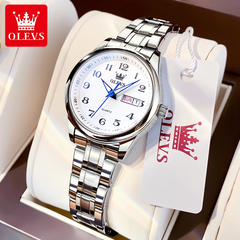 

OLEVS Women's Watches Elegant Ladies Small Dial Quartz Wristwatch Stainless Steel Waterproof Watch for Women Date Week New