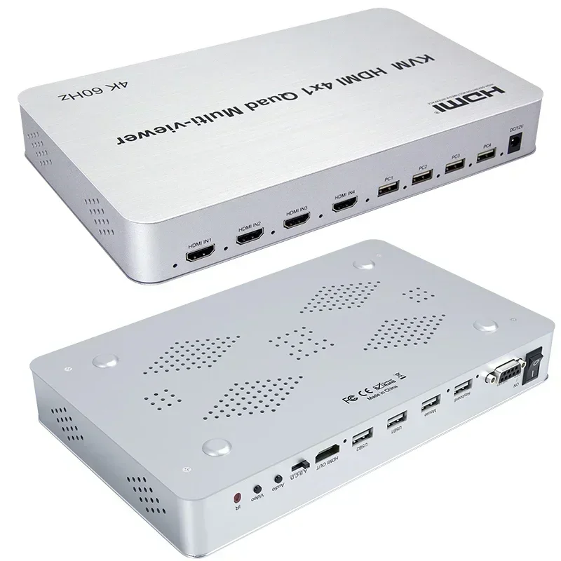 Фото Мультивьювер 4K 60 Гц 4x1 с HDMI, USB KVM-переключатель, 4-канальный видеомультиплексор с поддержкой PIP, зеркального отображения и переворота на 90/180 градусов №3
