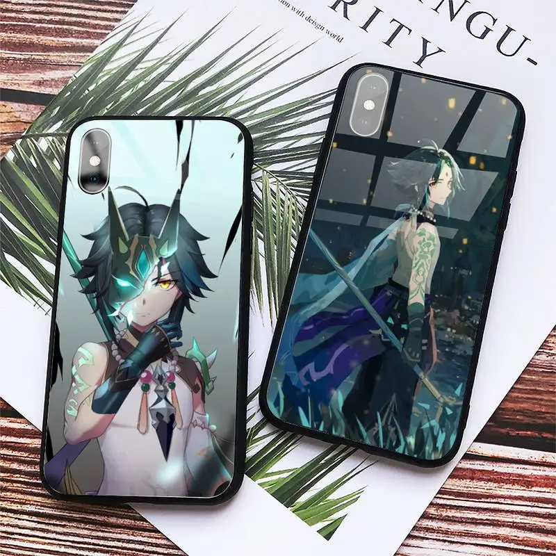 

Genshin Impact Xiao Phone Case Tempered glass For iphone 11 12 13 PRO MAX mini 6 7 8 plus X XS XR