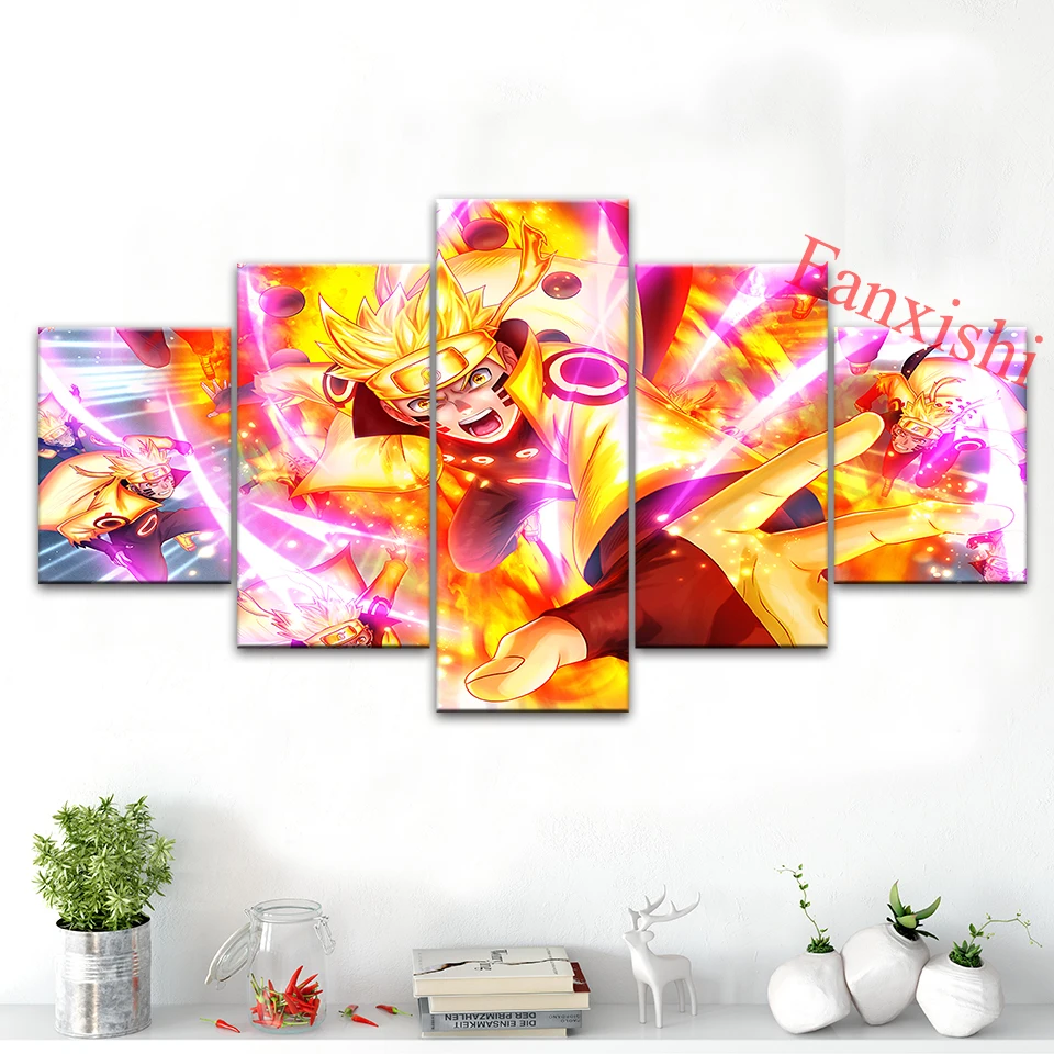 

5 Panel Anime Posters Naruto Ninja Wall Art Canvas Painting Hd Prints Modular Pictures Boy'S Living Room Home Decor Fans Gift