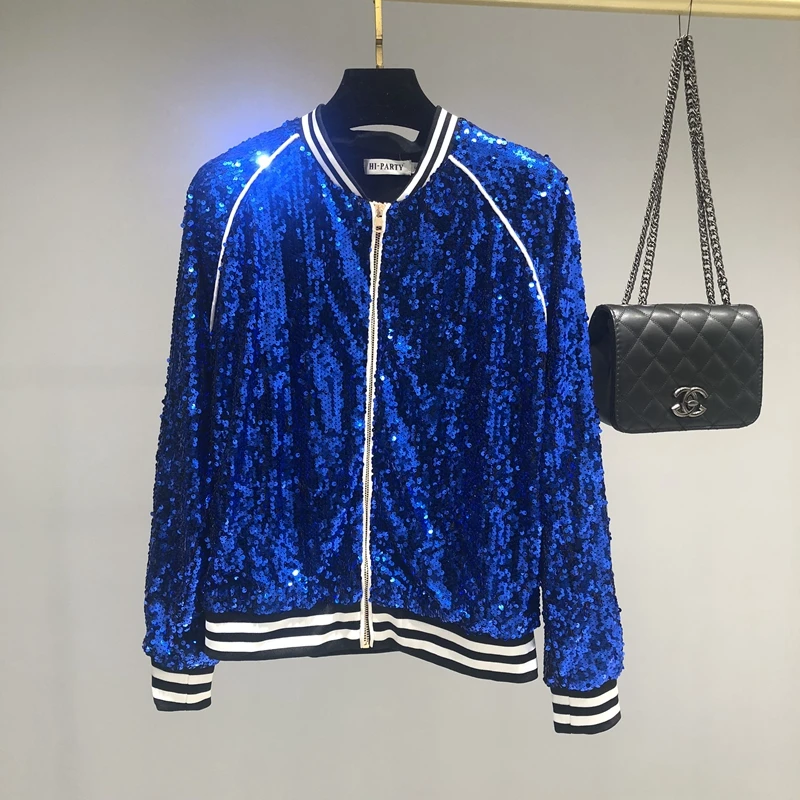

Европейская и американская мода, индивидуальный бейсбольный костюм с блестками, модная брендовая маленькая куртка, Женская куртка, аксессу...