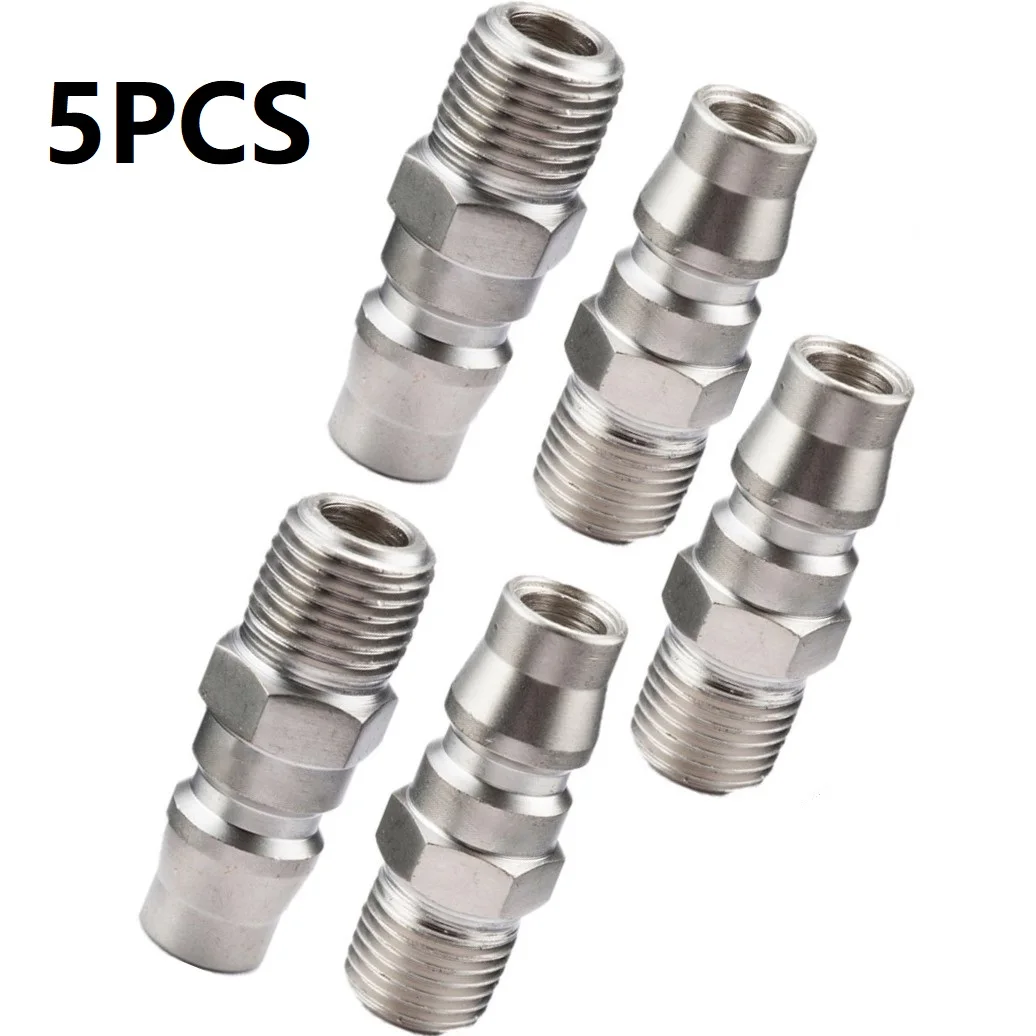 

5Pcs Pneumatic Connector Male Coupling Air Fitting With 1/4inch BSP Male Thread For Air Hose Fittings Compressor Accessories