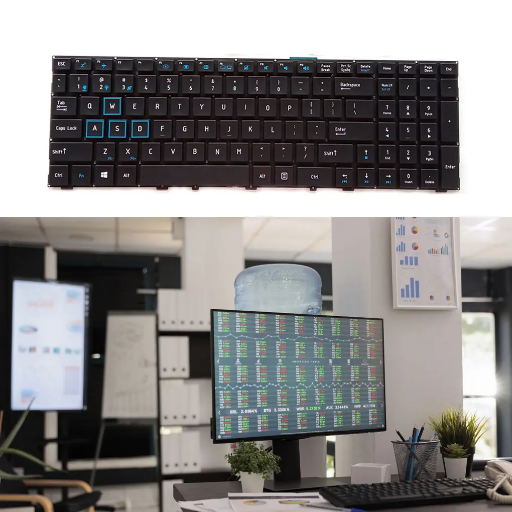 

Клавиатура для ноутбука с низким уровнем шума, клавиатура для офиса и дома, RGB подсветка, аксессуары для ПК, замена для телефона