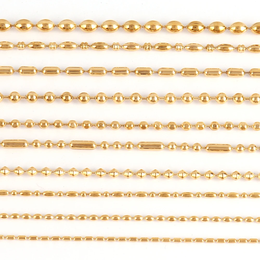 

New Stainless Steel Beads Chain Necklace Women Necklace For Men Hot Fashion Gold Color Chain Necklace Hip Hop Jewelry Gift