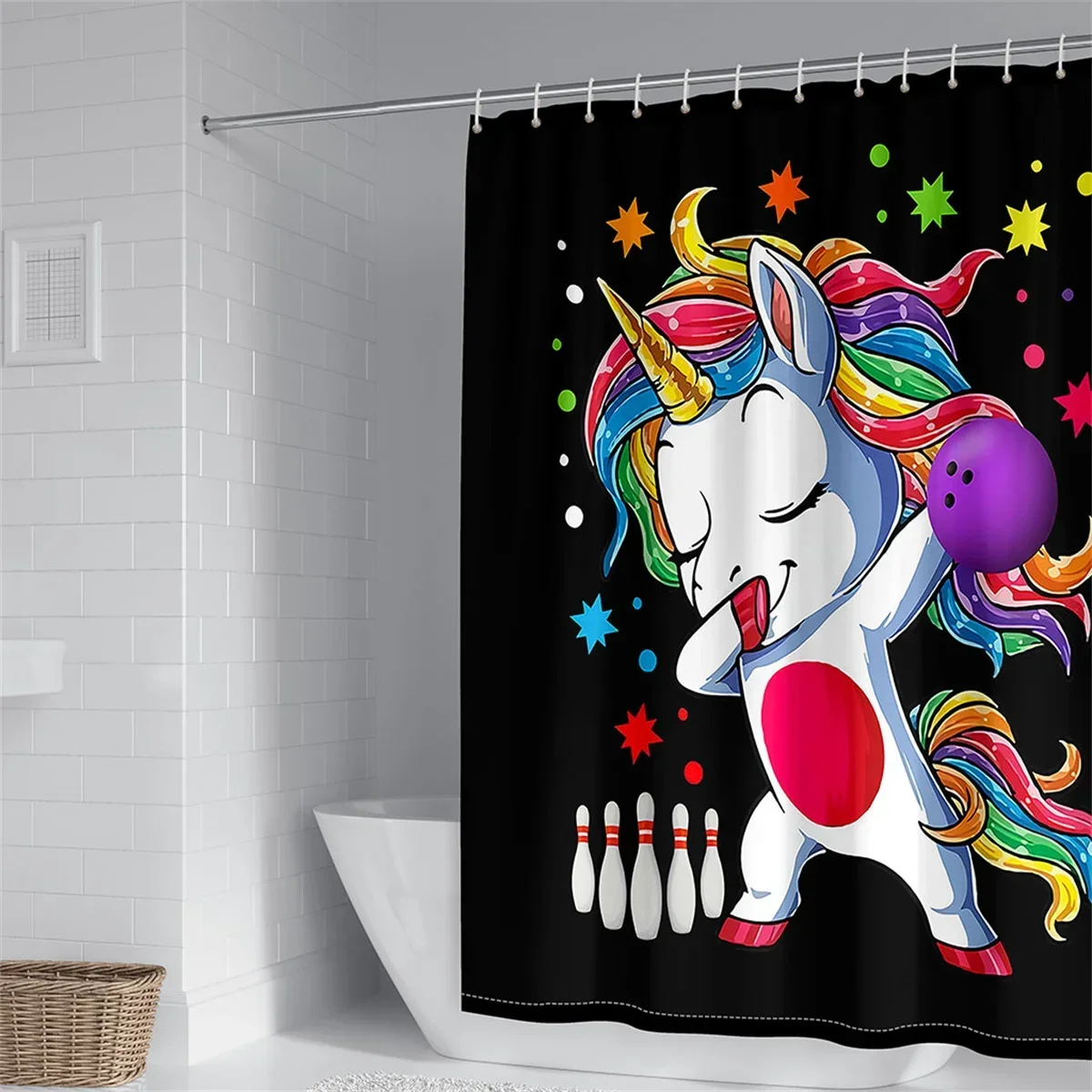 

Customize 180 200cm Girl Children's Baby Cute Unicorn Rainbow Waterproof Fabric Shower Curtain for Bath Bathroom Decor 12 Hooks